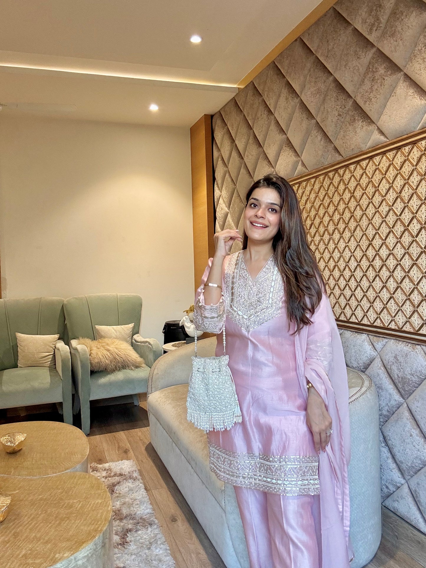 Sunheri Pink Kurta Set