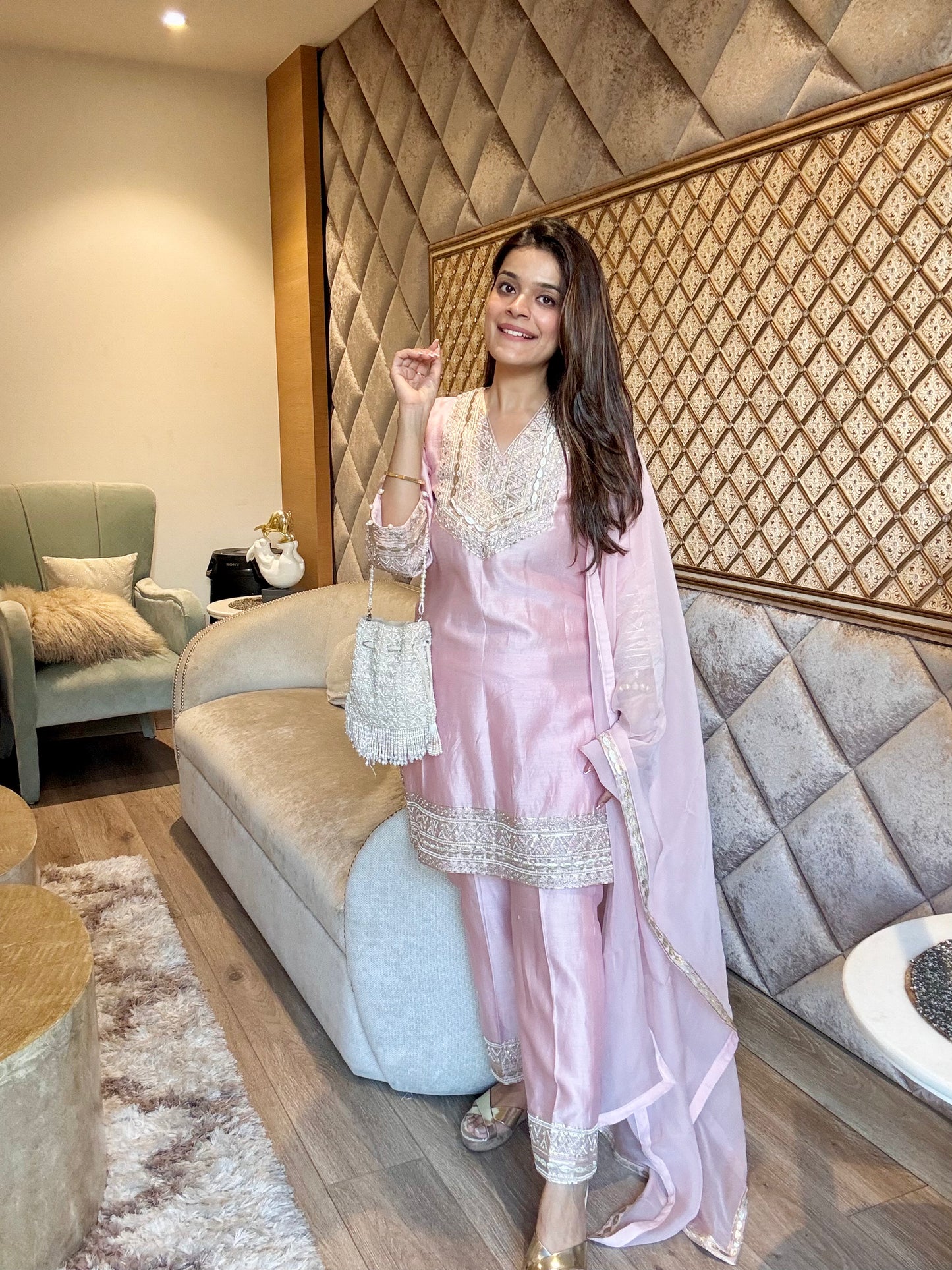 Sunheri Pink Kurta Set