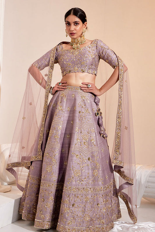 Lavish Lilac Hand-Embroidered Lehenga