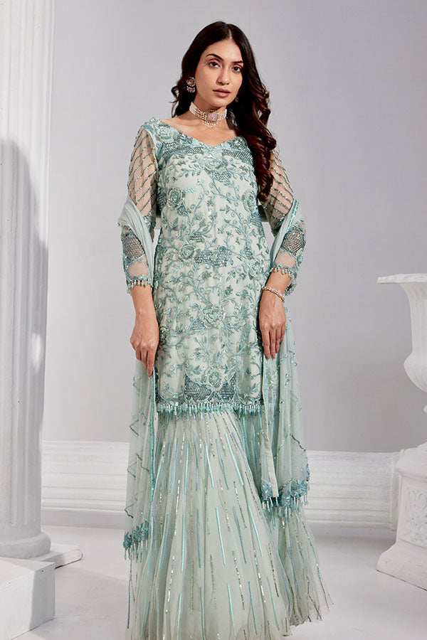 Serene Bloom - Embroidered Sharara Set