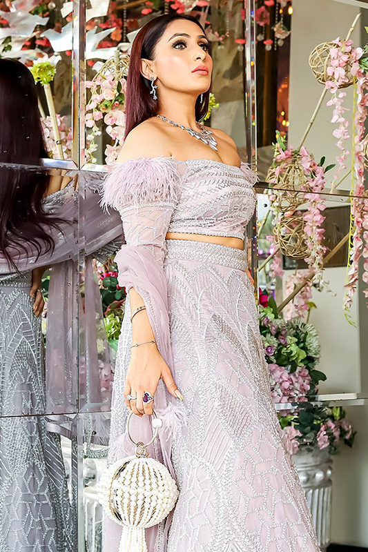 Blush Majesty Off-Shoulder Lehenga