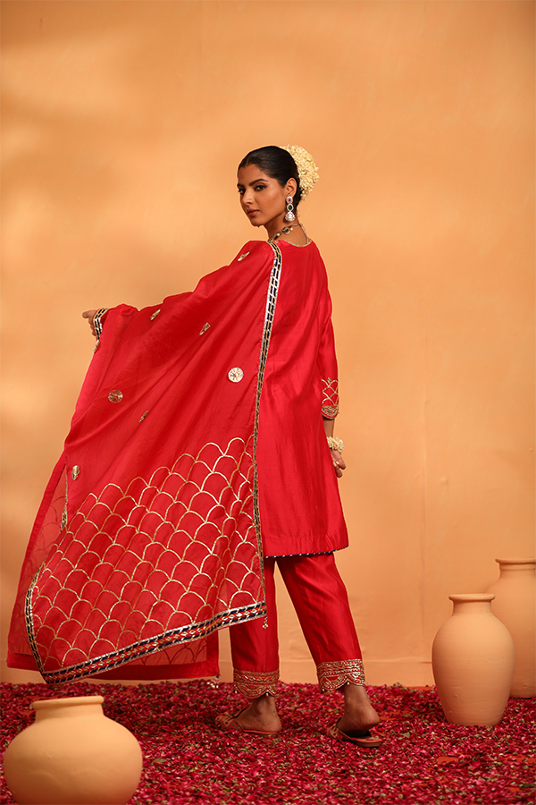 Crimson Embroidered Suit