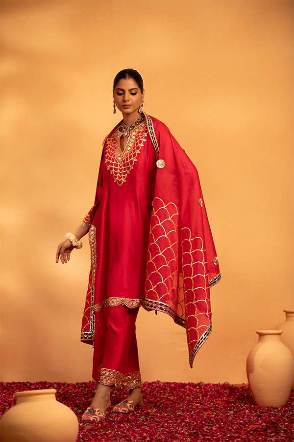 Crimson Embroidered Suit
