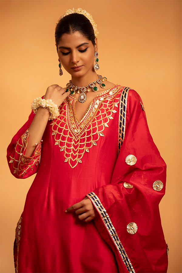 Crimson Embroidered Suit
