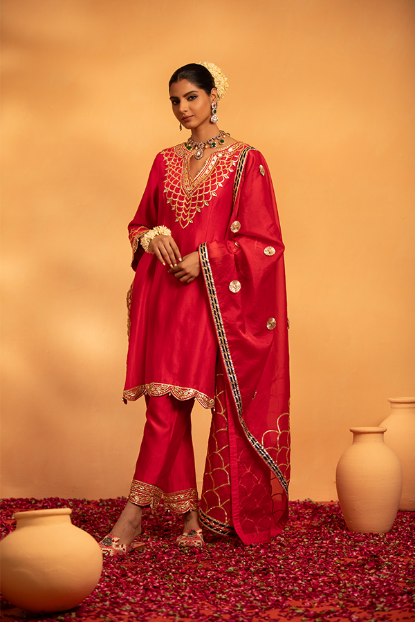 Crimson Embroidered Suit