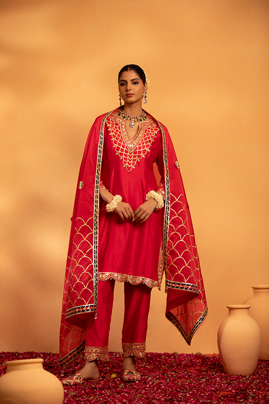 Crimson Embroidered Suit