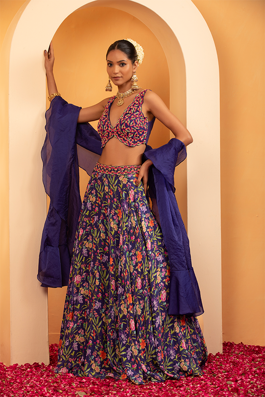 Midnight Bloom Lehenga Set