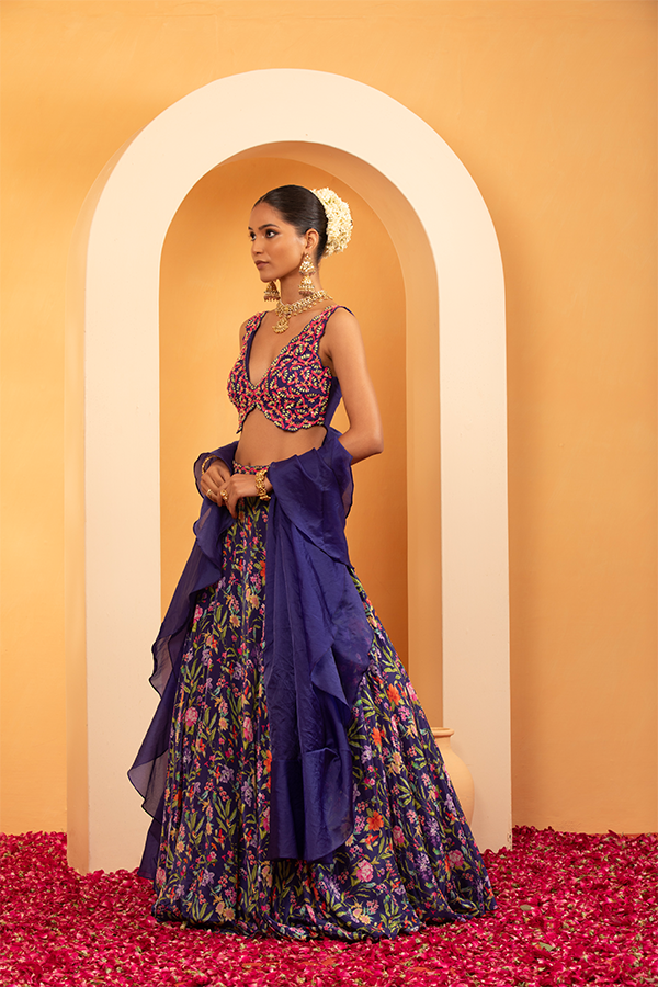 Midnight Bloom Lehenga Set