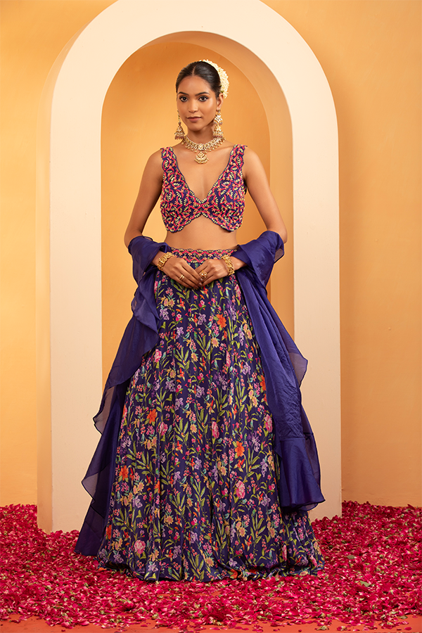 Midnight Bloom Lehenga Set