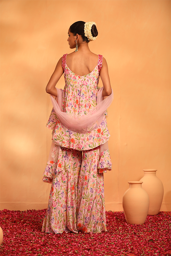 Blush Bloom Sharara Set
