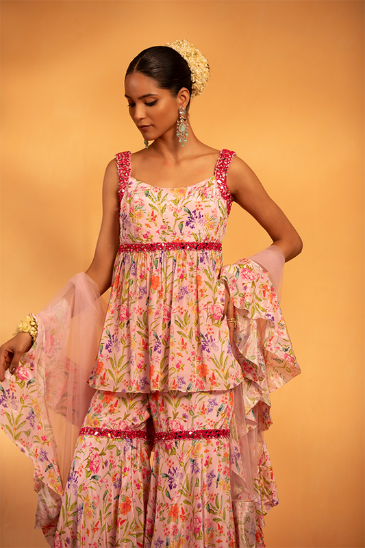 Blush Bloom Sharara Set