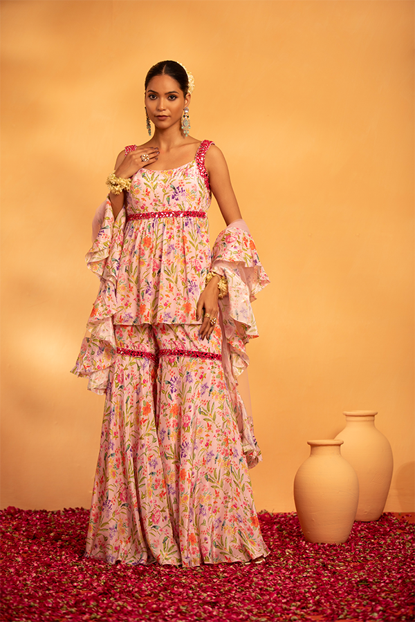 Blush Bloom Sharara Set