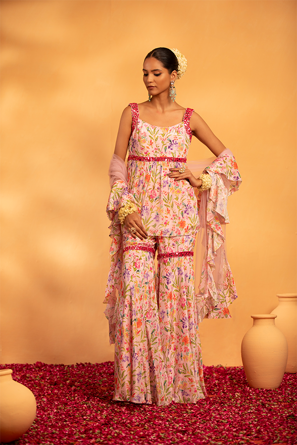 Blush Bloom Sharara Set