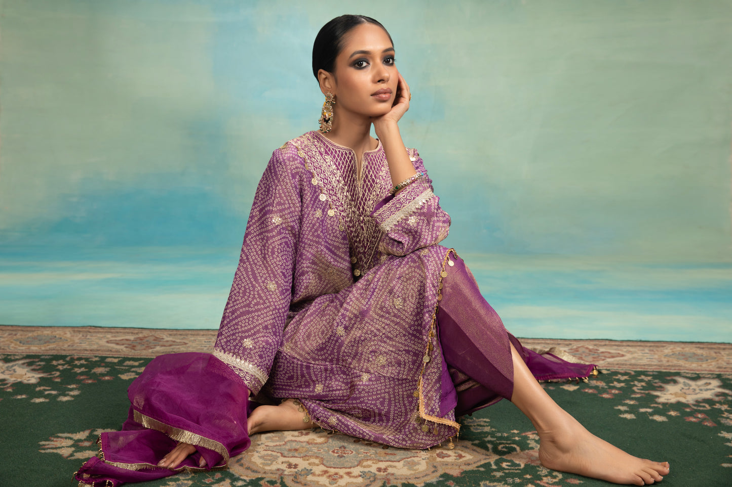 Amira Bandhni Kurta Set