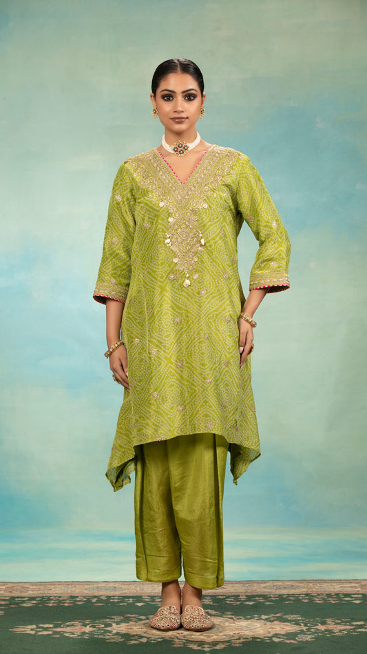 Zoya Bandhni Kurta Set