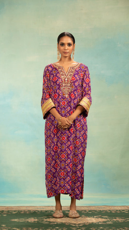 Purple Patola Kaftan Set
