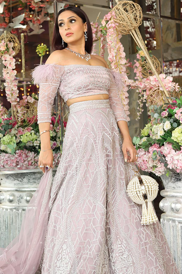 Blush Majesty Off-Shoulder Lehenga