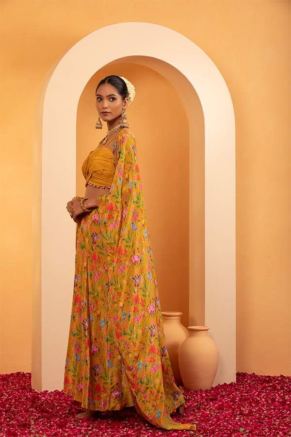 Golden Bloom Cape Set